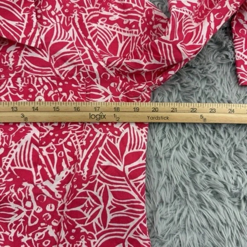 Lilly Pulitzer Top Women's M Pink/Coral Resort Roll Tab Beachy Coastal Button Up - Picture 4 of 13